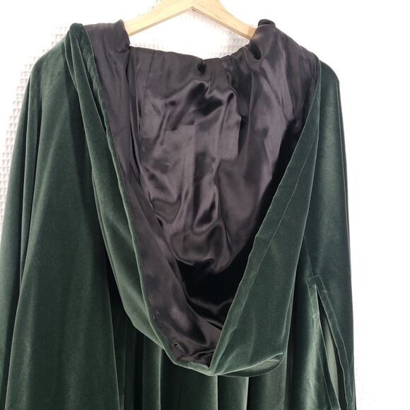 Excalibor Renaissance Fair Cloak Cape Emerald Green Velvet Hooded Medieval LARP - Picture 15 of 16